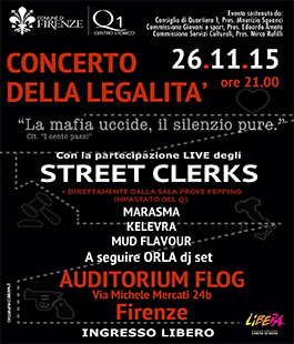 ''Concerto della Legalità'', evento promosso da Libera e Quartiere 1 all'Auditorium Flog