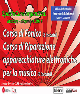 Corso di ''Fonico-tecnico audio'' e ''Riparazioni apparecchiature tecniche per la musica'' allo SpazioCure