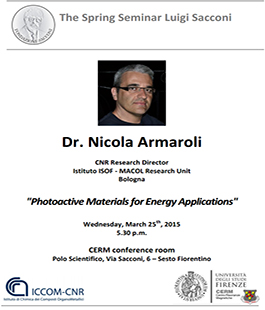 The Spring Seminar Luigi Sacconi: ''Photoactive Materials for Energy Applications''