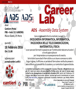 Apertura iscrizioni al Career Lab ADS - Cantiere Prato