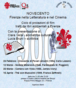 Firenze nella letteratura e nel cinema: ''Camera con vista'' al centro lettura di Brozzi